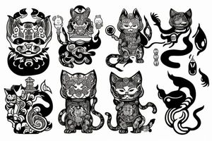 maneki neko death magician tattoo idea