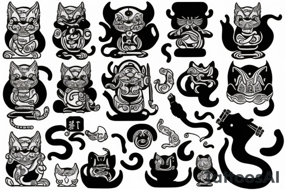 maneki neko death magician tattoo idea