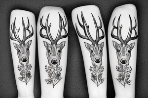 buck with long antlers tattoo idea