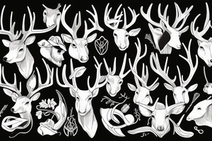 buck with long antlers tattoo idea