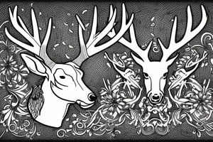 buck head with long antlers tattoo idea
