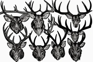 buck head with long antlers tattoo idea