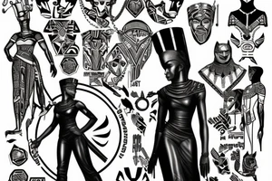 Queen Nefertiti In a leather suit as a member of the black panther party tattoo idea