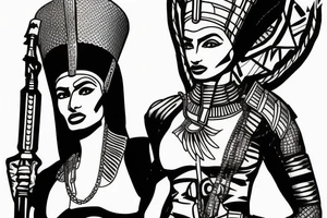 Queen Nefertiti In a leather suit as a member of the black panther party tattoo idea