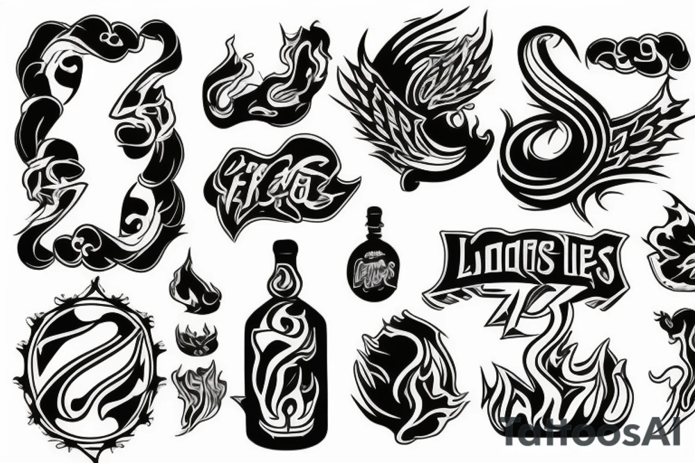 Flames , play loud tattoo idea
