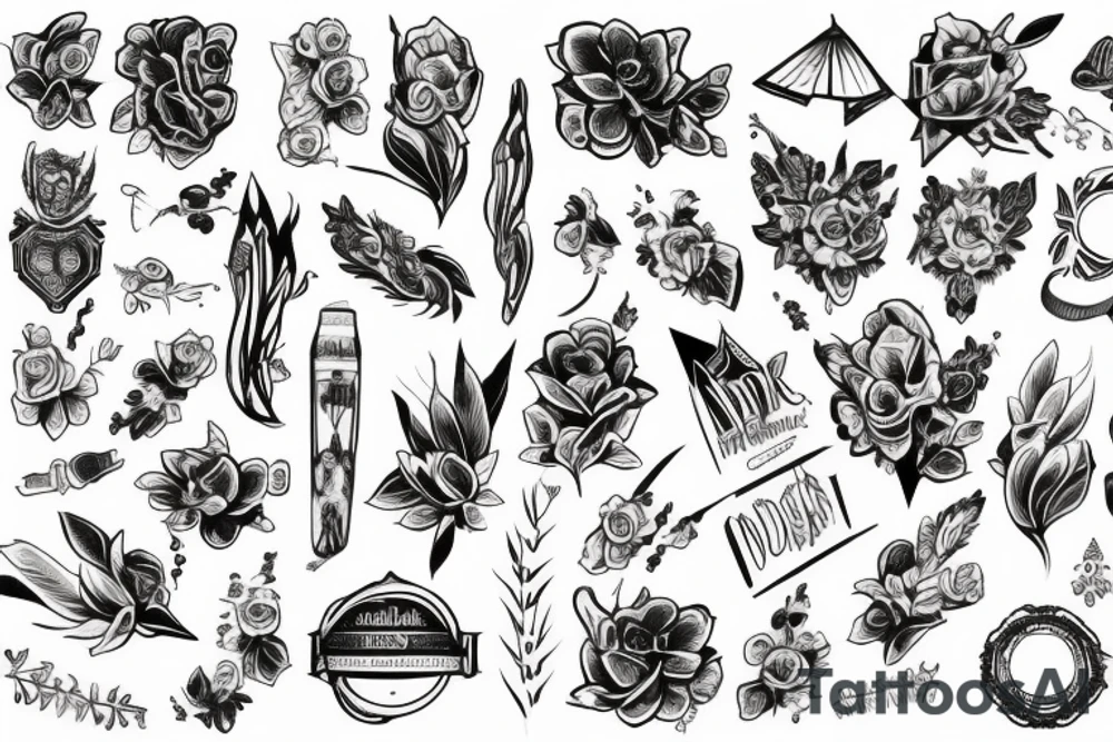 поварской нож с узорами tattoo idea