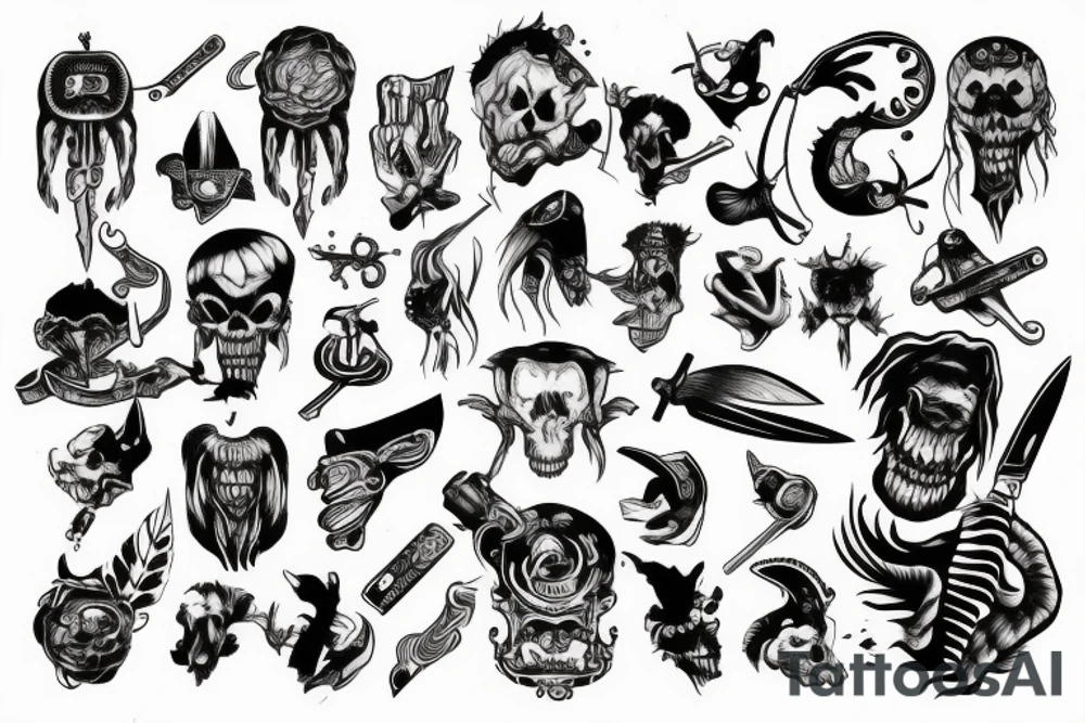 Monster with knife tattoo idea