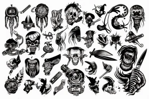 Monster with knife tattoo idea
