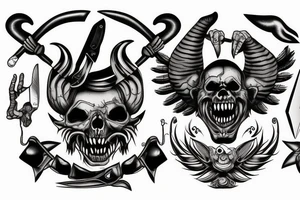 Monster with knife tattoo idea
