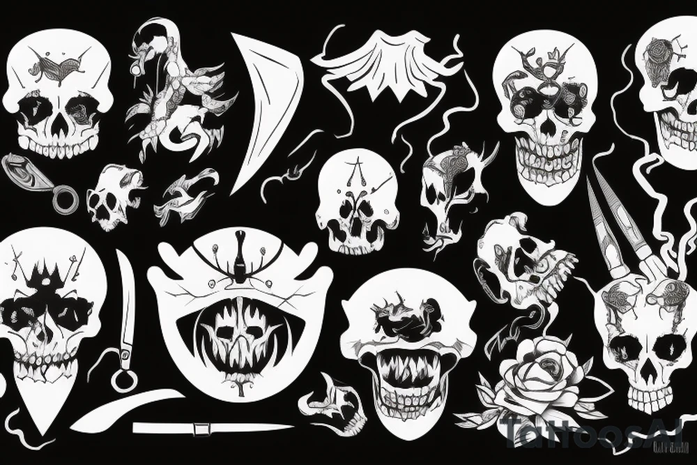 Monster with knife tattoo idea