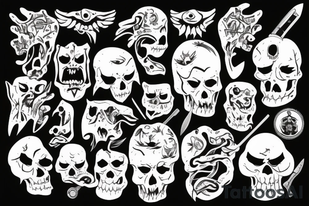 Monster with knife tattoo idea