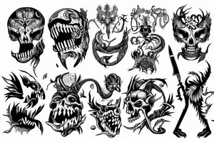 Monster with knife tattoo idea
