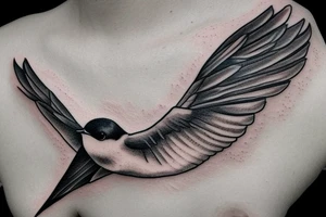 A flying realistic swallow bird tattoo idea