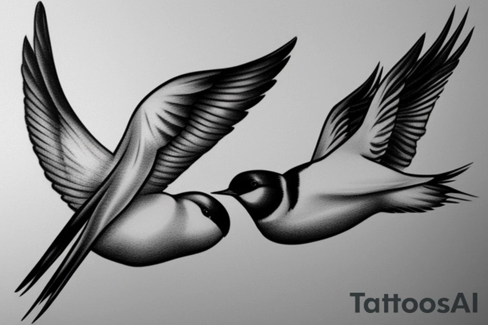 A flying realistic swallow bird tattoo idea