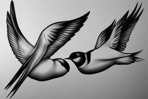 A flying realistic swallow bird tattoo idea