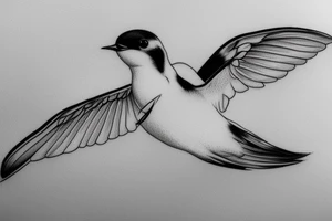 A flying realistic swallow bird sketch tattoo idea