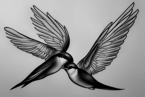 A flying realistic swallow bird sketch tattoo idea