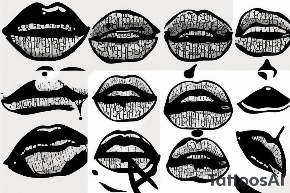 Outline of lip print tattoo idea