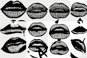 Outline of lip print tattoo idea
