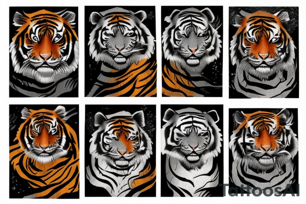 Tiger head in a rose tattoo idea