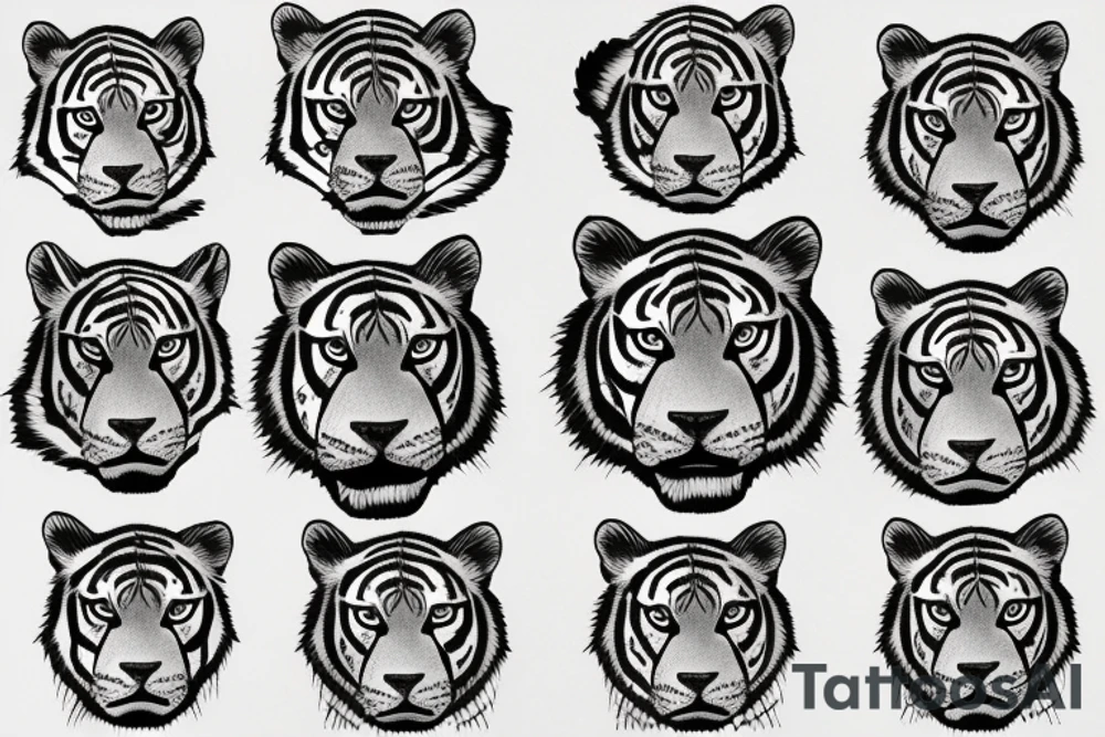 Tiger head in a rose tattoo idea