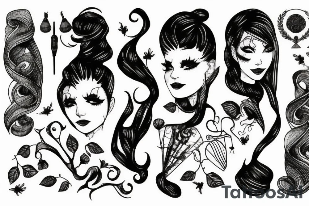 Human black long tattoo idea