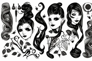 Human black long tattoo idea