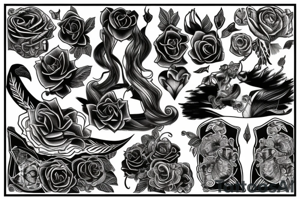 Human black long tattoo idea