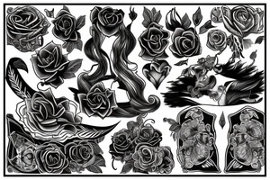 Human black long tattoo idea