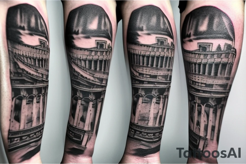 Colosseum With Caesar, and number 363 tattoo idea