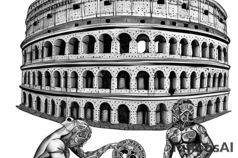 Colosseum With Caesar, and number 363 tattoo idea