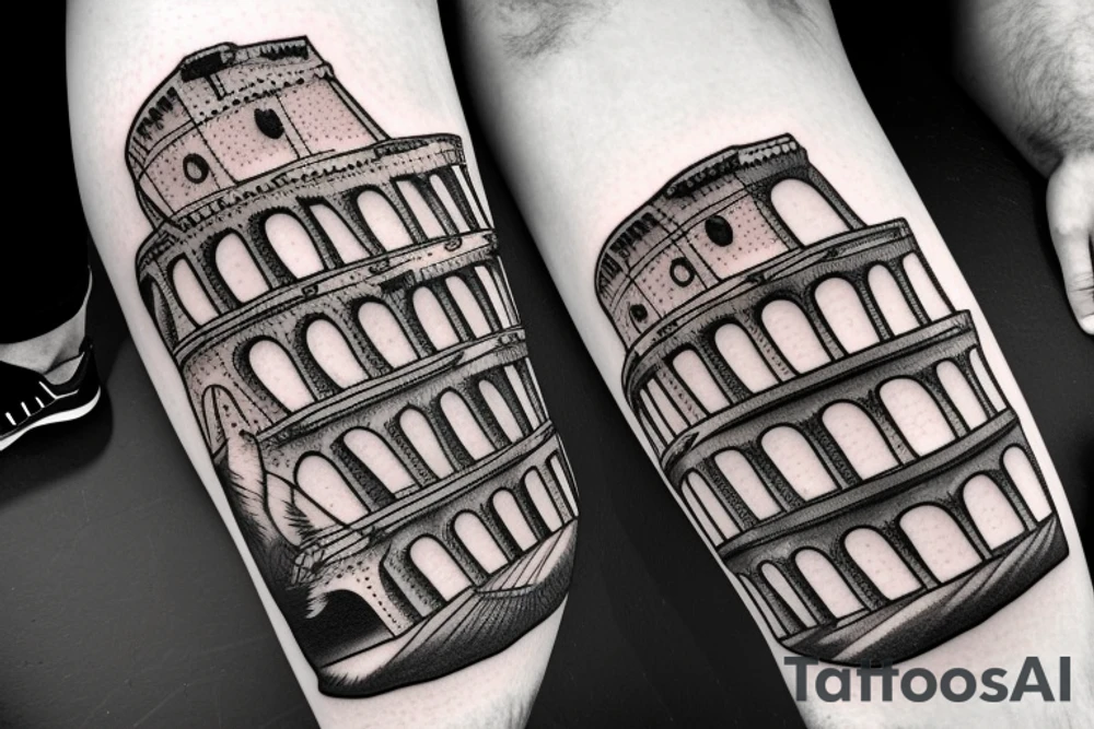 Colosseum With Caesar, and number 363 tattoo idea