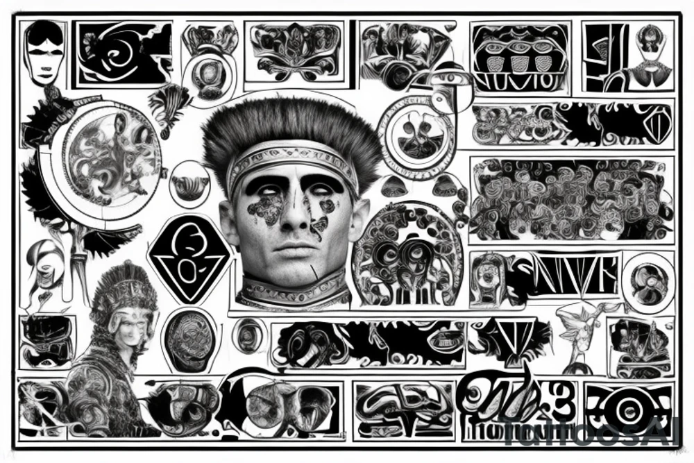 Colosseum With Caesar, and number 363 tattoo idea
