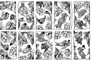 ducks on a pond with hydrangeas tattoo idea