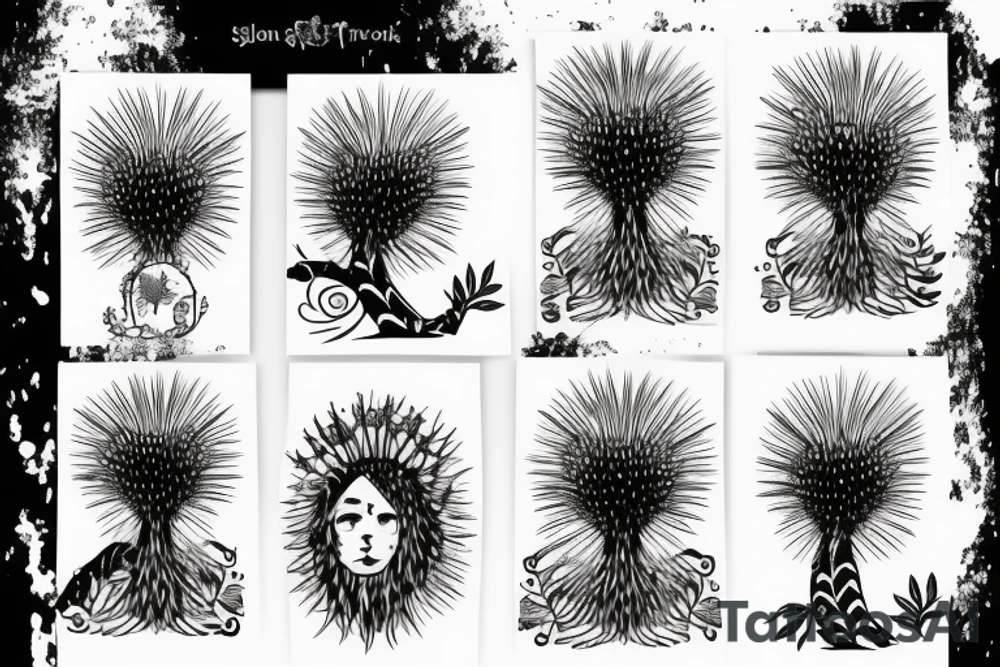 Tree with a porcupine tattoo idea