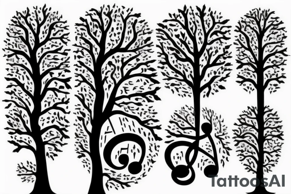 tree with music tattoo idea