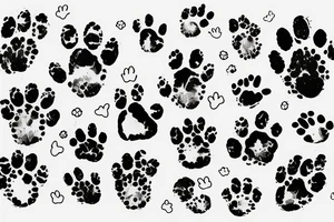 dog paw print with letter C and flowers tattoo idea