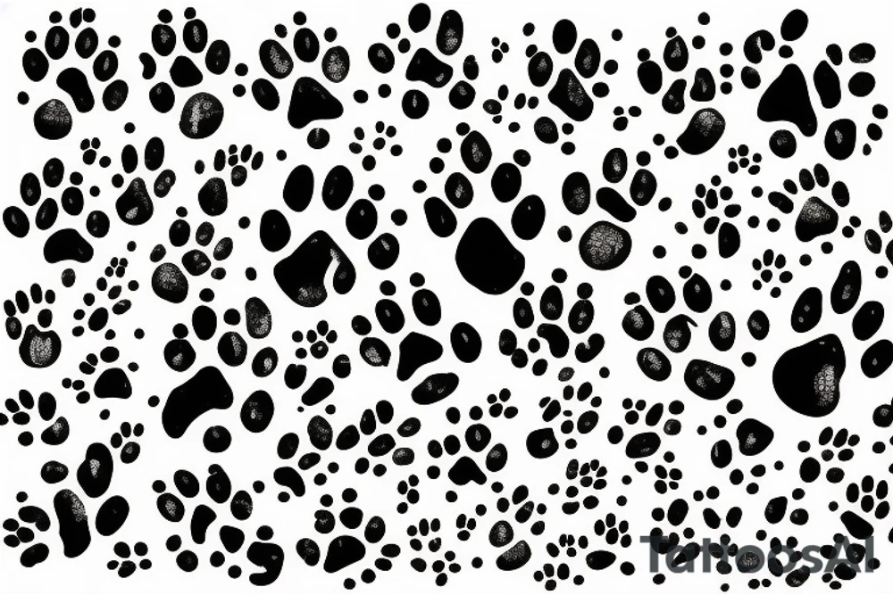 dog paw print with letter C inside and flowers tattoo idea