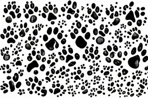 dog paw print with letter C inside and flowers tattoo idea