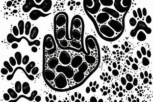dog paw with letter C inside and flowers tattoo idea