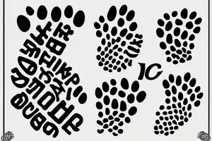 dog paw with letter C inside and flowers tattoo idea