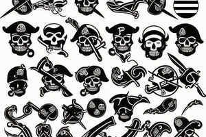 Pirates flag with jolly Roger tattoo idea