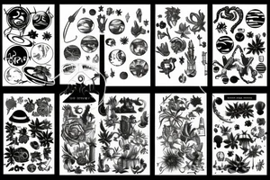 A mix of planets and plants tattoo idea