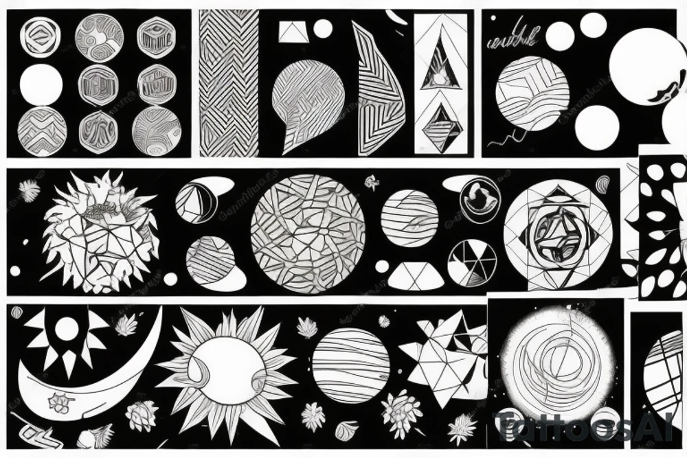 A mix of planets and plants tattoo idea