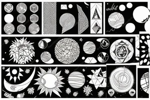 A mix of planets and plants tattoo idea