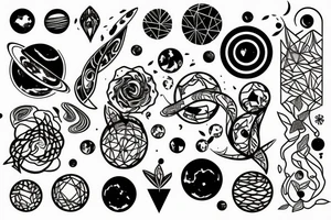 A mix of planets and plants tattoo idea