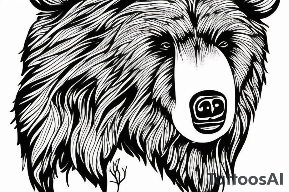 bear face line tattoo idea