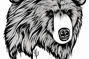 bear face line tattoo idea