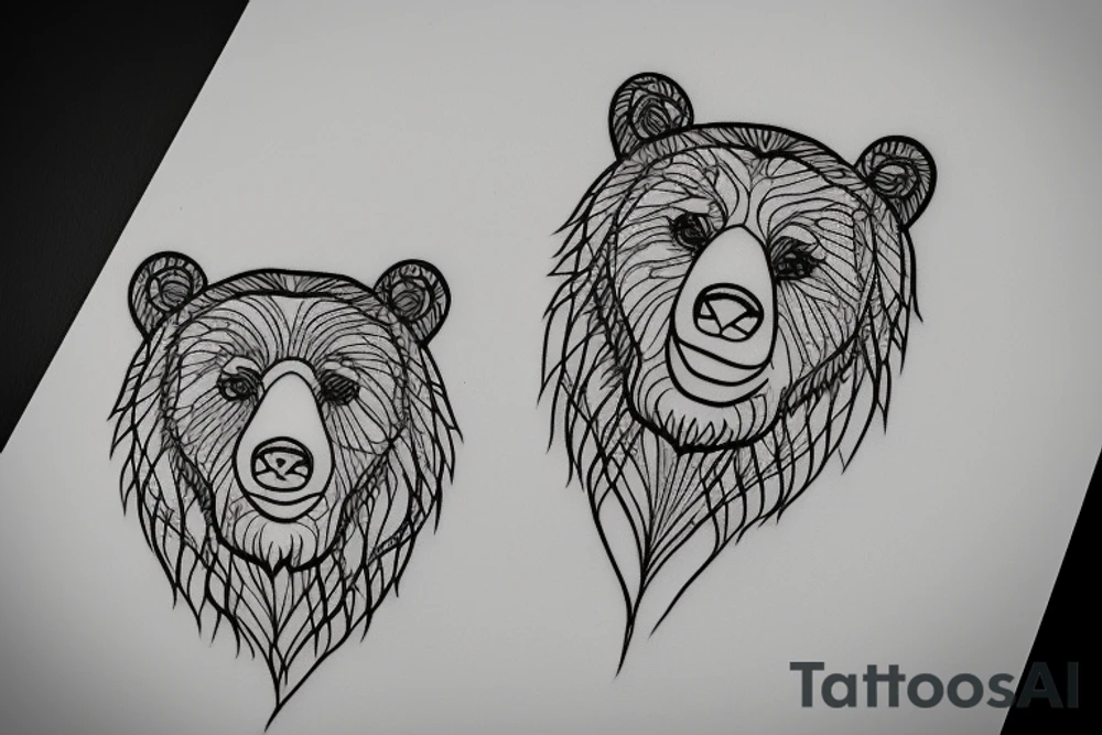 bear face line tattoo idea