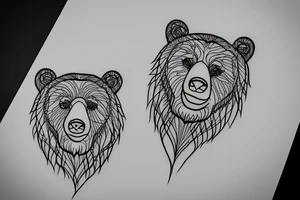 bear face line tattoo idea